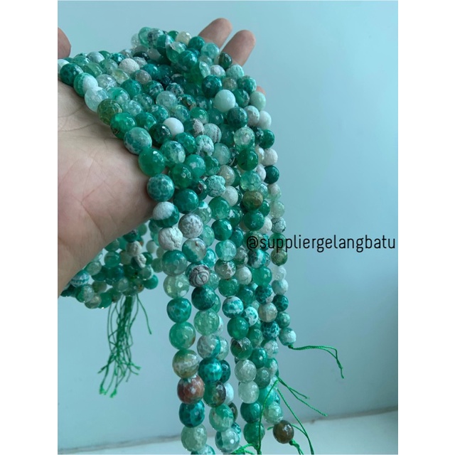 bahan CUTTING GREEN WHITE PERSIAN JADE 10mm batu import putih hijau