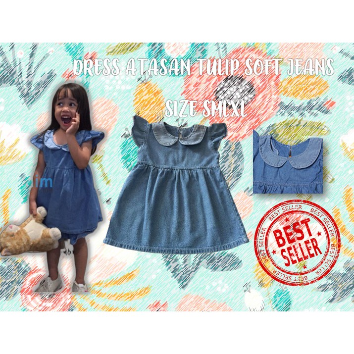 CARVA atasan anak Dress Tulip lova Anak Soft Jeans Premium TERLARIS DAN TERMURAH 1-6 Tahun