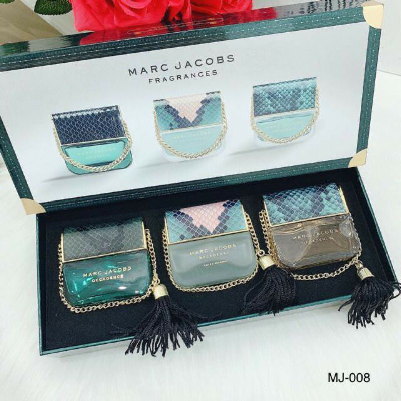 ( ISI 3 ) marc jacobs decadence parfum set miniatur miniature bag mj008 import  212 men set parfum c