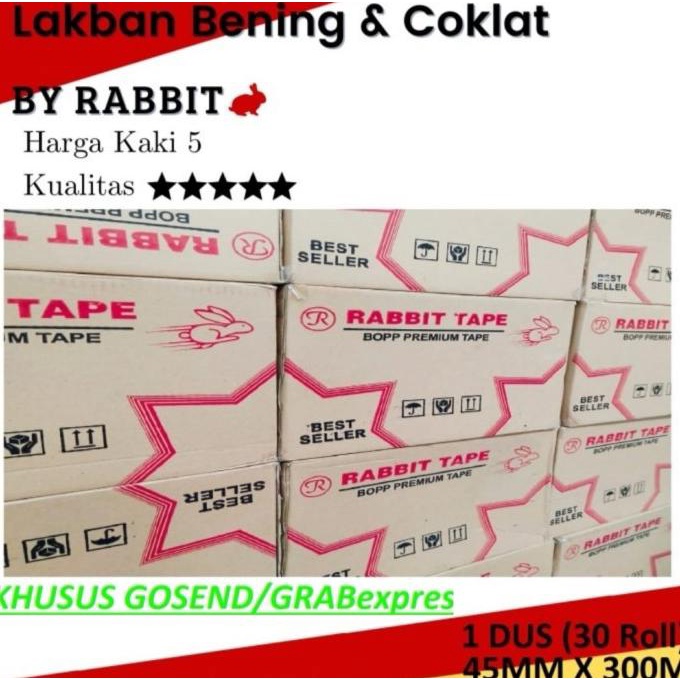 

GOJEK/GRAB LAKBAN BENING/COKLAT 300 Yard RABBIT TAPE 45MM x 300 Meter - Cokelat ---Termurah---