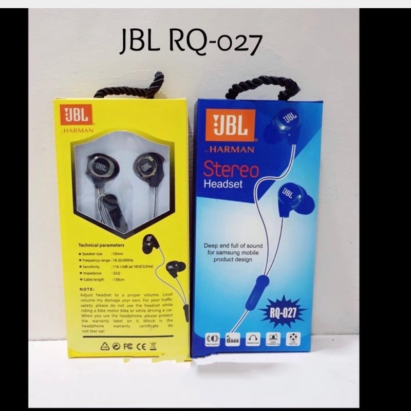 HF Handsfree Headset Stereo JBL RQ-027 Extra Bass kualitas bagus