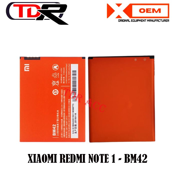 BATRE - BATRAI - BATERAI XIAOMI BM42 - REDMI NOTE 1 - FULL CELL