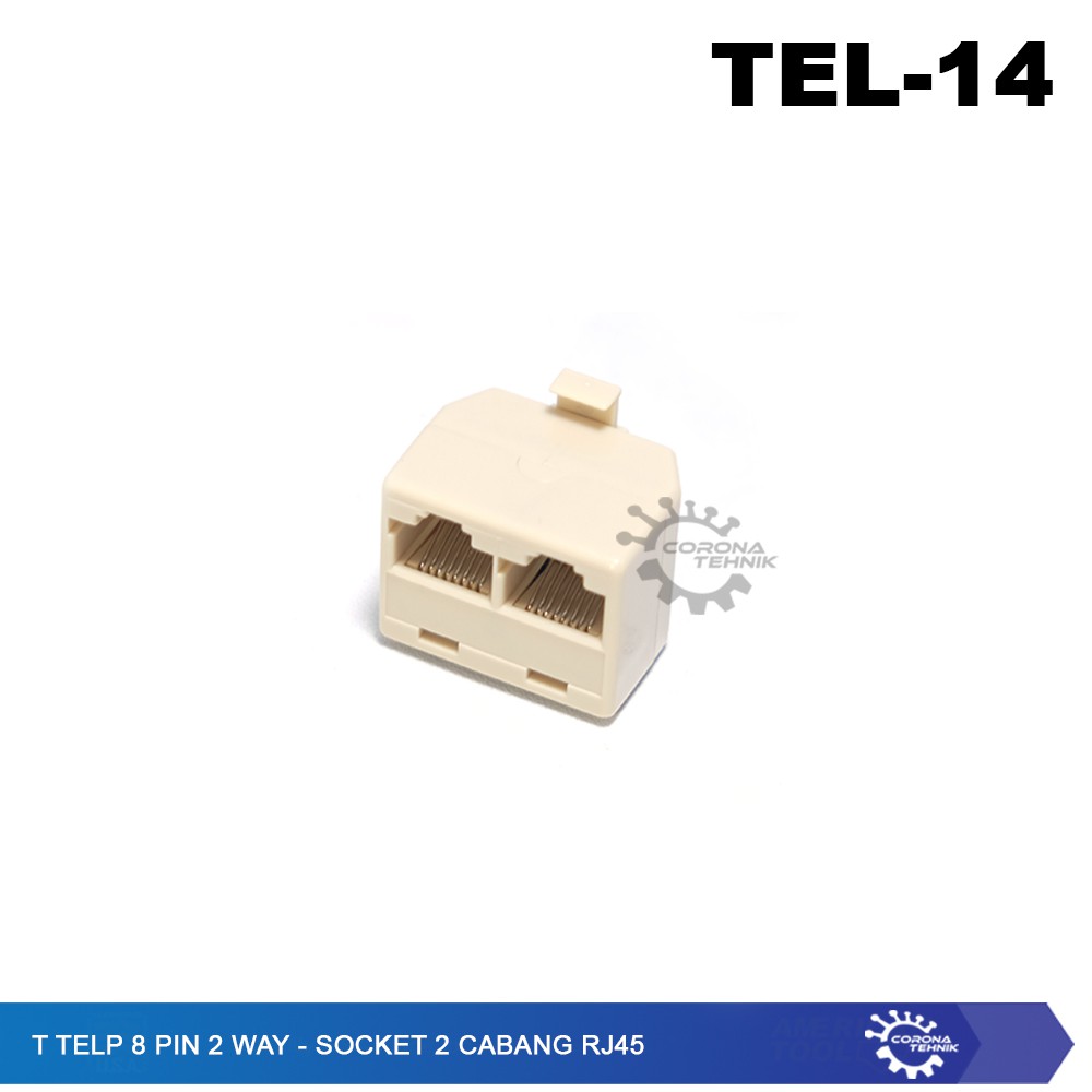 T Telp 8 Pin 2 Way - Socket 2 Cabang RJ45