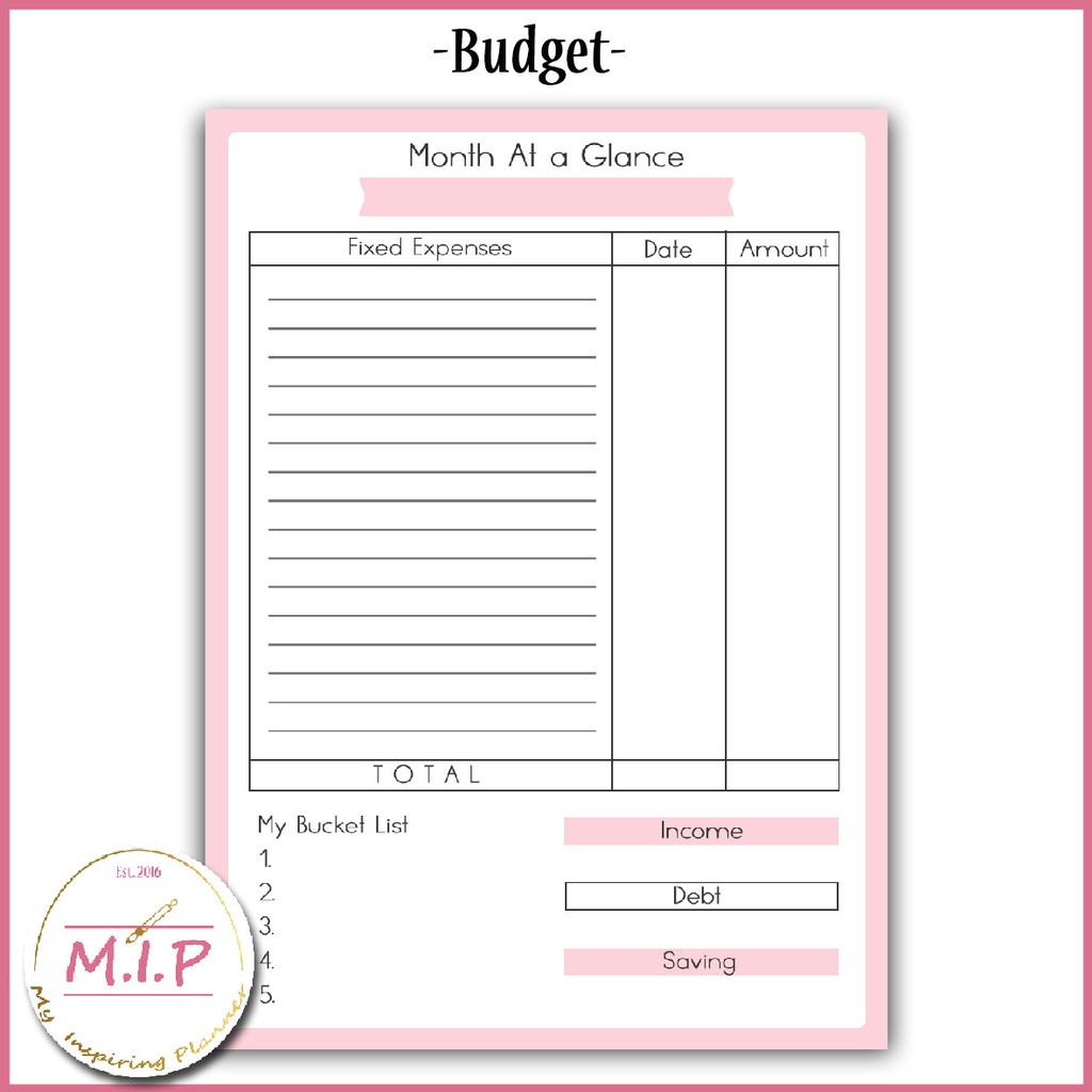 

Kertas Binder / Loose Leaf - Budget Planner - Pastel