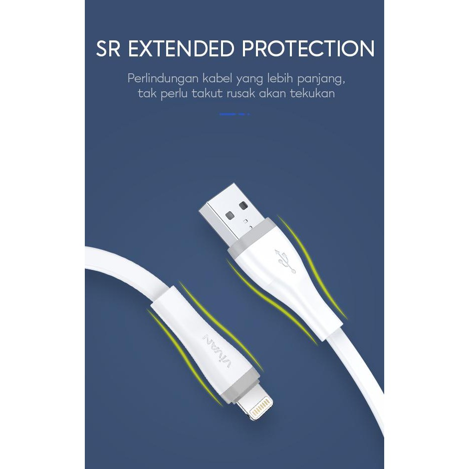 VIVAN SL30S SL100S SL200S 2A Lightning Quick Charge SR Extended Protection Data Cable Flat Design