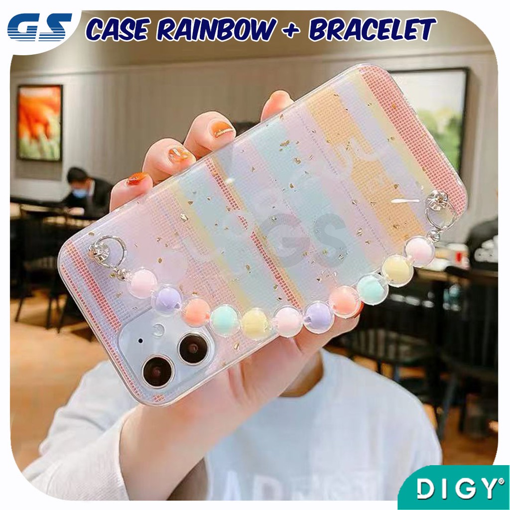 Case A94 F19 A54 RENO 5F REALME C20 REALME C15 Rainbow Pearl Bracelet Softcase