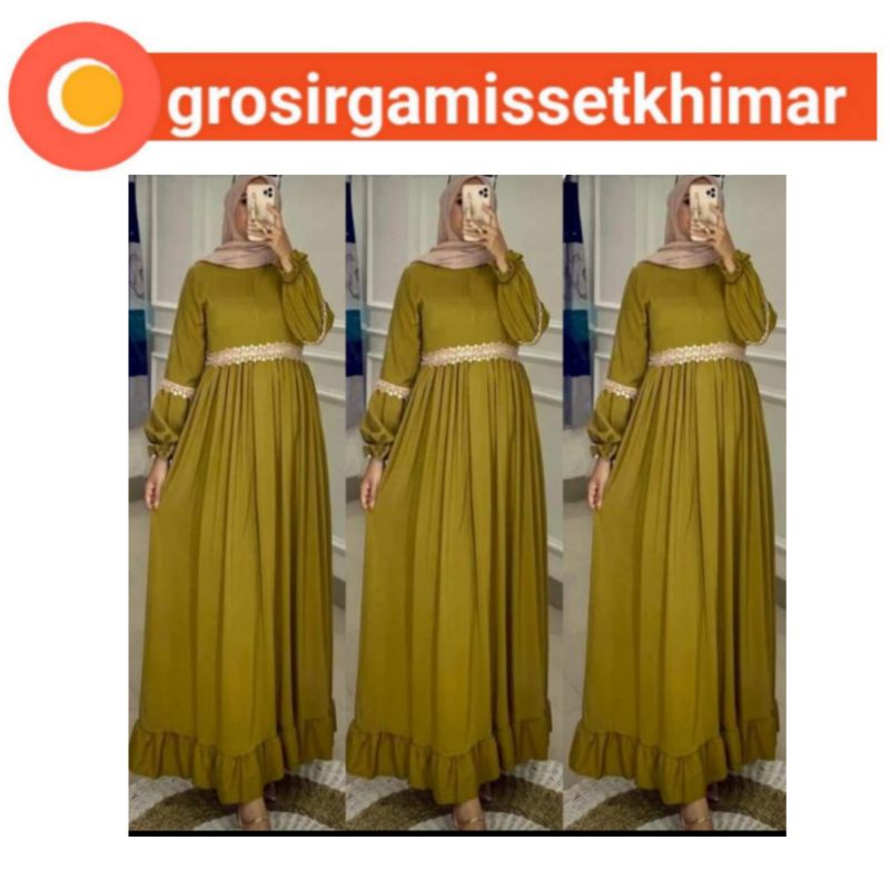 Gamis Ceruty Polos Premium GAMIS CERUTI BABYDOLL POLOS FULL FURING Gamis ceruty renda Ld112 P140