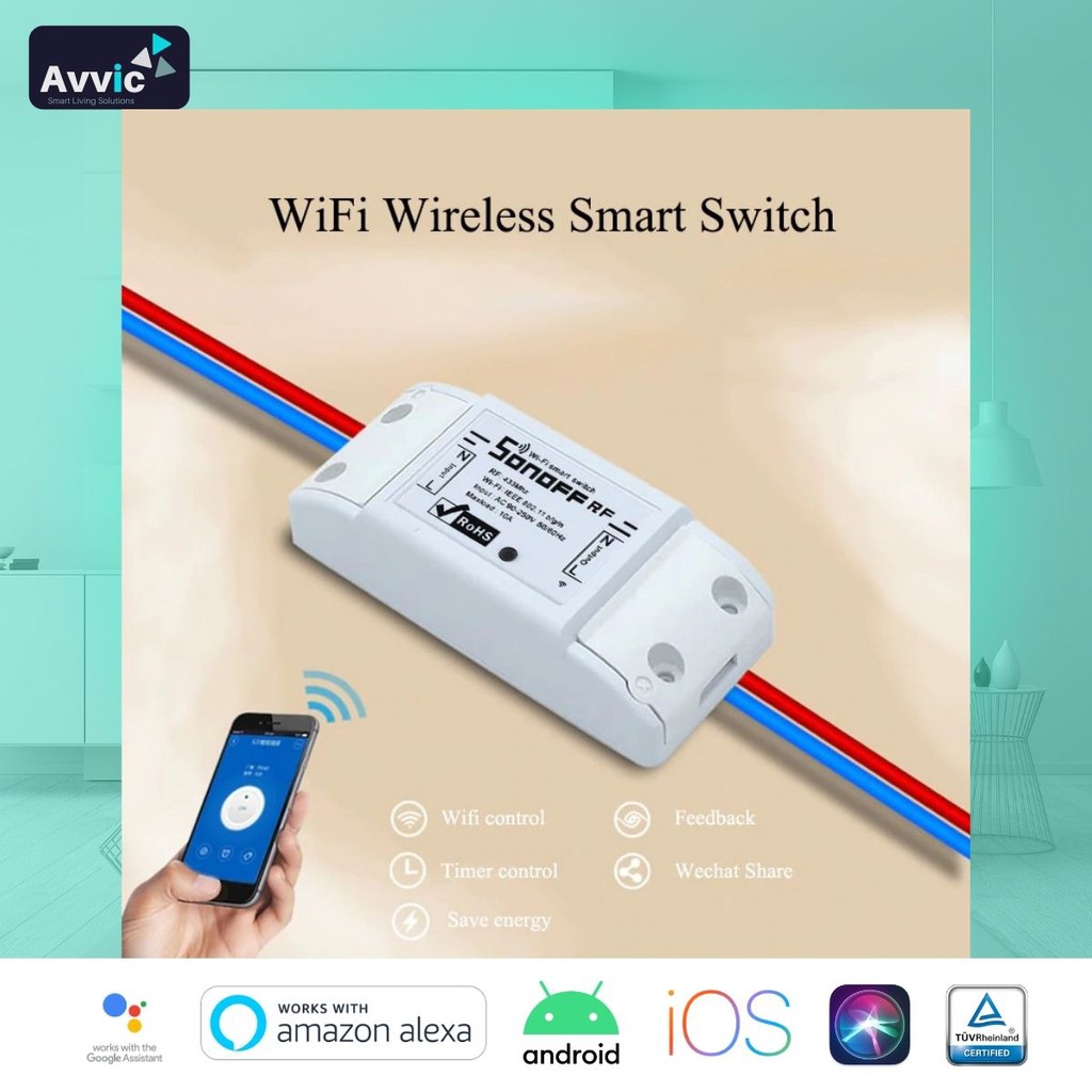 Sonoff RFR2 -Smart Switch Wifi and RF Control-Saklar Pintar Nirkabel Dengan Penerima RF 433Mhz