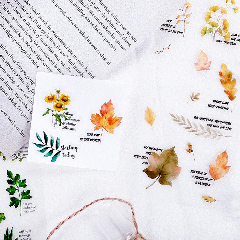 Timekey Stiker PVC Desain Tanaman Bunga DIY Untuk Dekorasi Buku Diaryjurnalscrapbookalbumcraft miss it A9K2