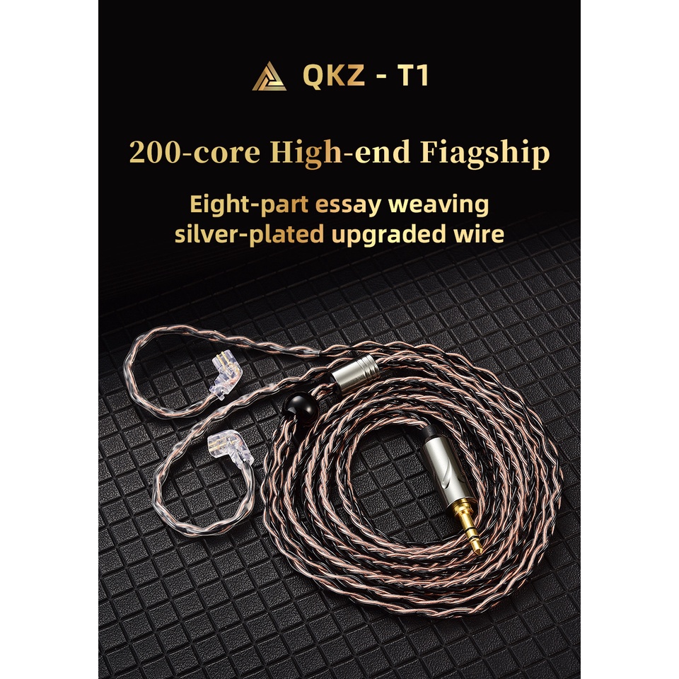 Qkz T1 Kabel Upgrade 200 Cores 8 Strand Ofc Tembaga Lapis Silver 3.5mm Qdc Untuk Kz Zsn Pro X Trn Mt1 Zxt