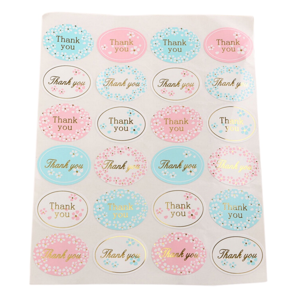 24pcs Stiker Segel Oval Tulisan THANK YOU Warna Emas Untuk Pesta Pernikahan