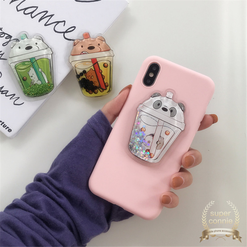 Pop Socket Squishy Holder Ponsel Model Kartun Telapak Kaki Anjing/Boba 3D Bahan Silikon