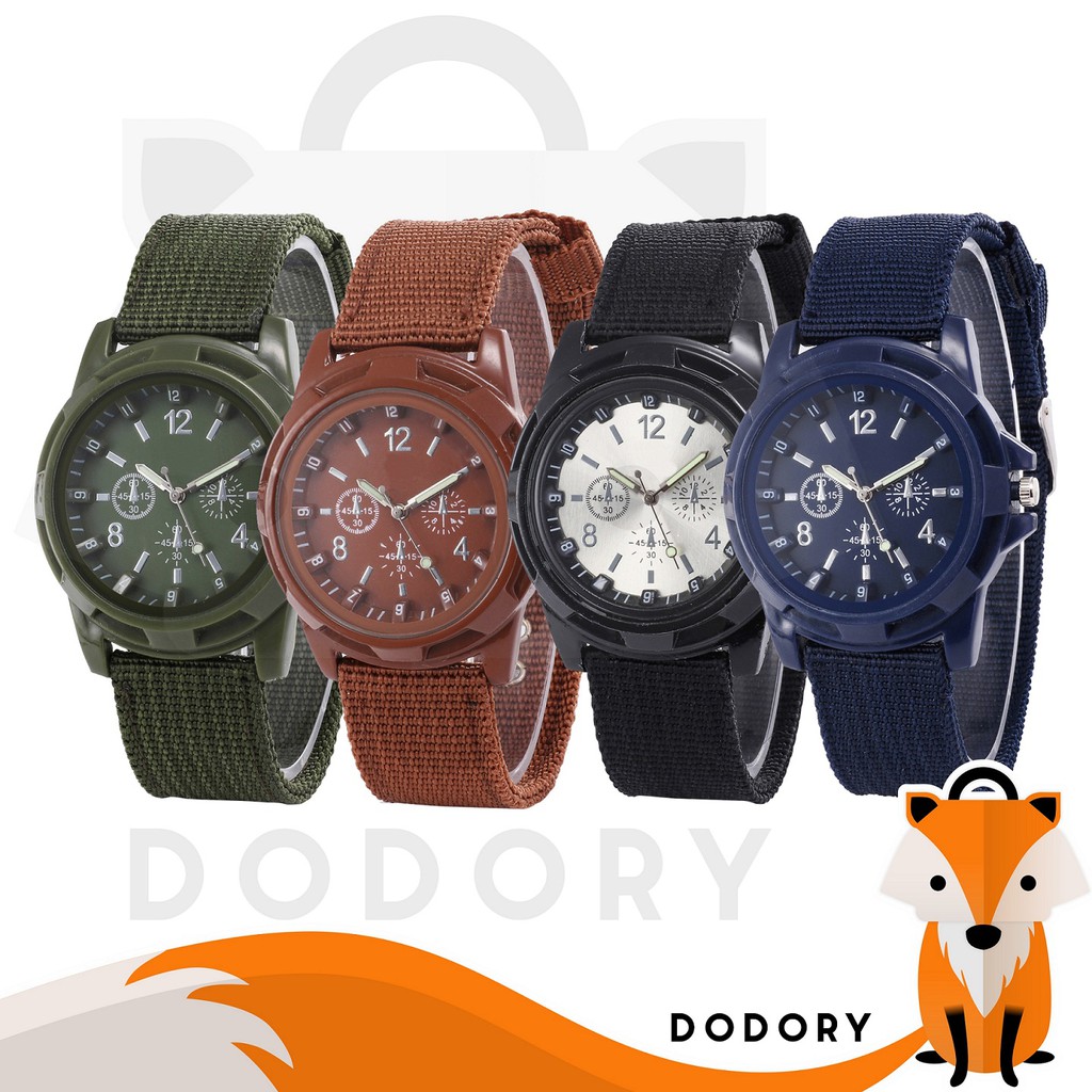 DODORY J170 Jam Tangan Kanvas Pria Jam Analog Cowok Fashion