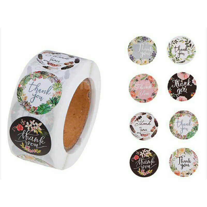 Roll Stiker Thank You 500pcs | Handtag | Sticker Label Bunga Tulisan Thank You Dekorasi Pesta Pernikahan™