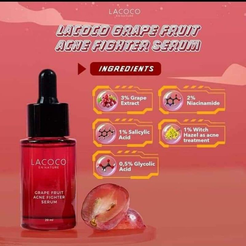 grapeserum lacoco/serum lacoco/grape serum/serum jerawat/serum nasa