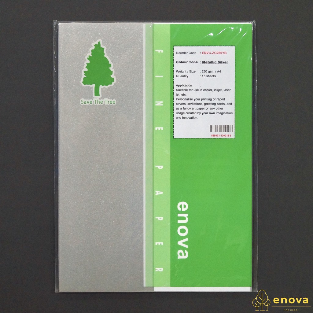 

Fancy Art Paper ENOVA | Metallic Silver | A4 250GSM (Metalik)