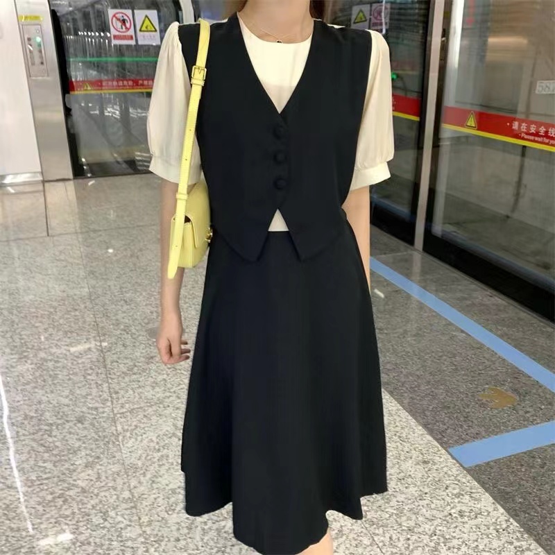 dress korea style/ baru Dress Korea Hitam / Gaun Biru Korea