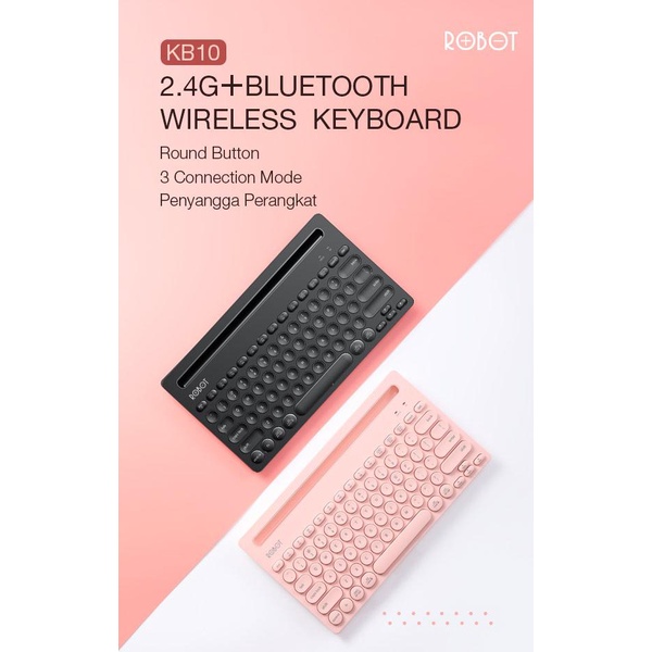 Robot KB10 Multi-Device Bluetooth &amp; Wireless Keyboard 3 Device Connect