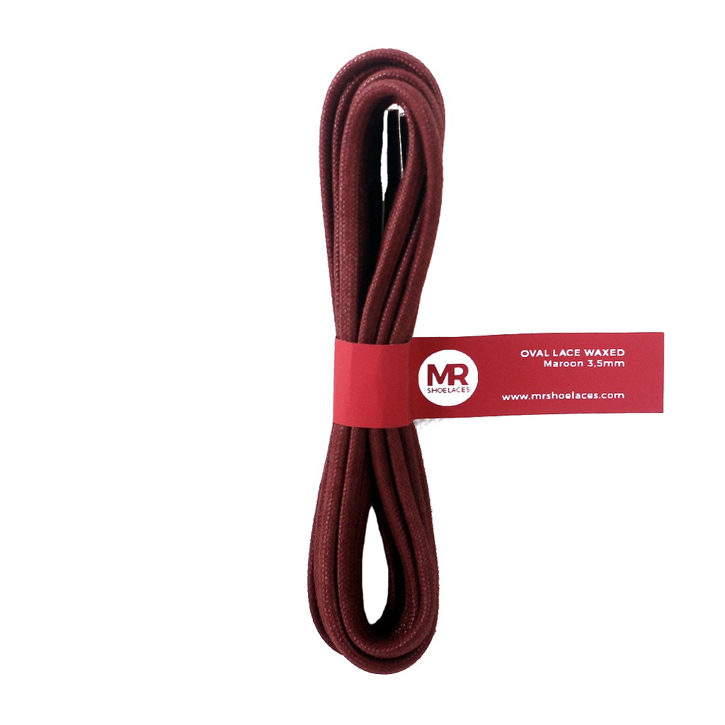 MR Shoelaces FC08 Maroon Tali Sepatu Lilin Oval 3.5mm (Waxed Laces) 50cm 70cm 80cm 100cm 120cm 150cm 200cm - Premium Shoelace - Marun