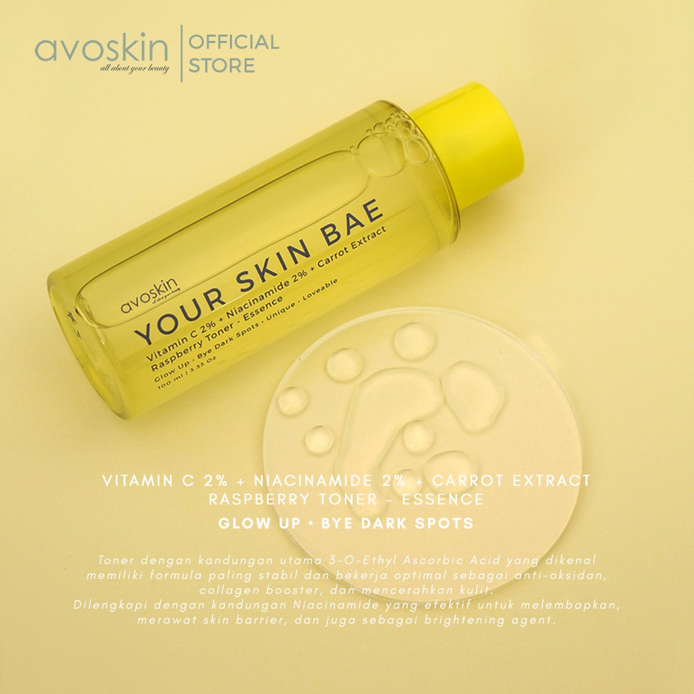 Avoskin Your Skin Bae Toner Vitamin C 2% + Niacinamide 2% + Carrot Extract + Raspberry Sachi Beaute