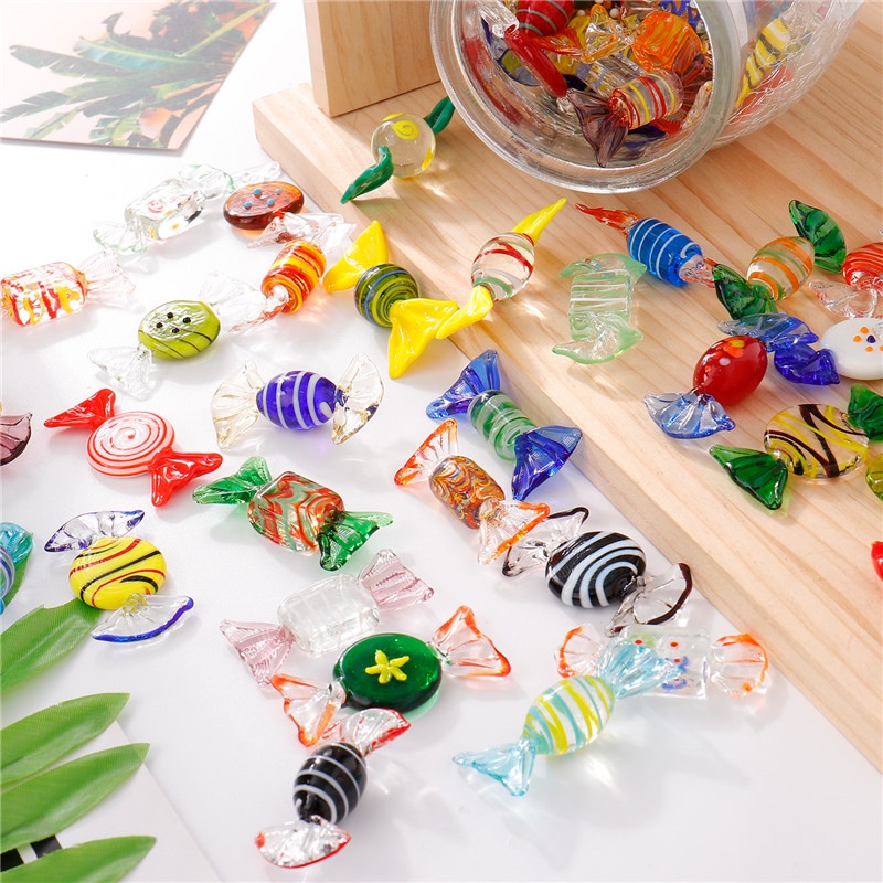 TK 60pcs Vintage Murano Style Glass Sweets Candy Ornament for Home Party Wedding Christmas Festival Decorations Gift