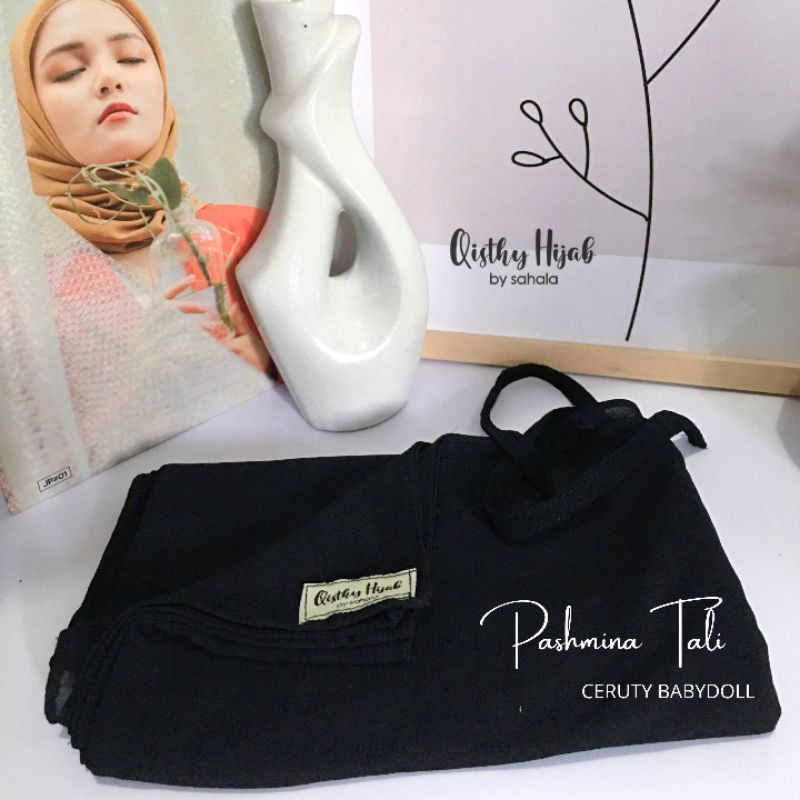 kerudung pashmina tali ceruty babydoll/hijab pashmina murah/pashmina instant