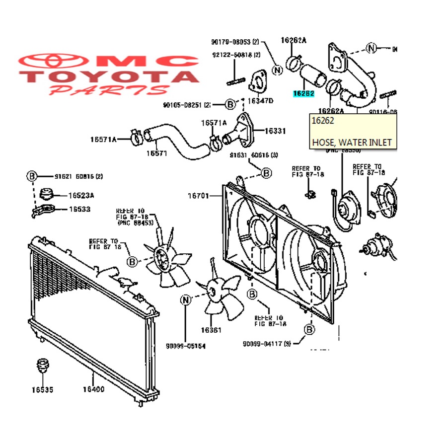 Selang Hose Water Inlet Corolla Soluna Corona 16262-16030