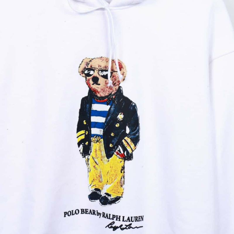 HOODIE POLO BEAR BY RALPH LAUREN TEDDY BEAR WHITE