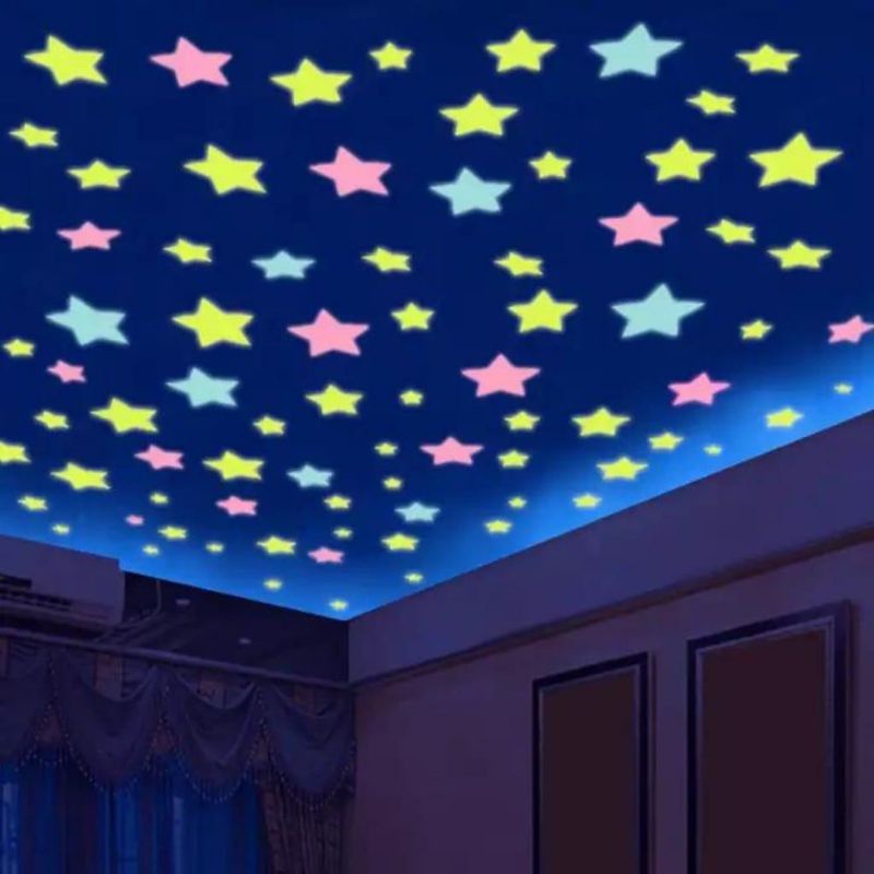 STIKER BINTANG GLOW IN THE DARK Wall sticker Little Star 3D Dekorasi Tempelan Hiasan Atas