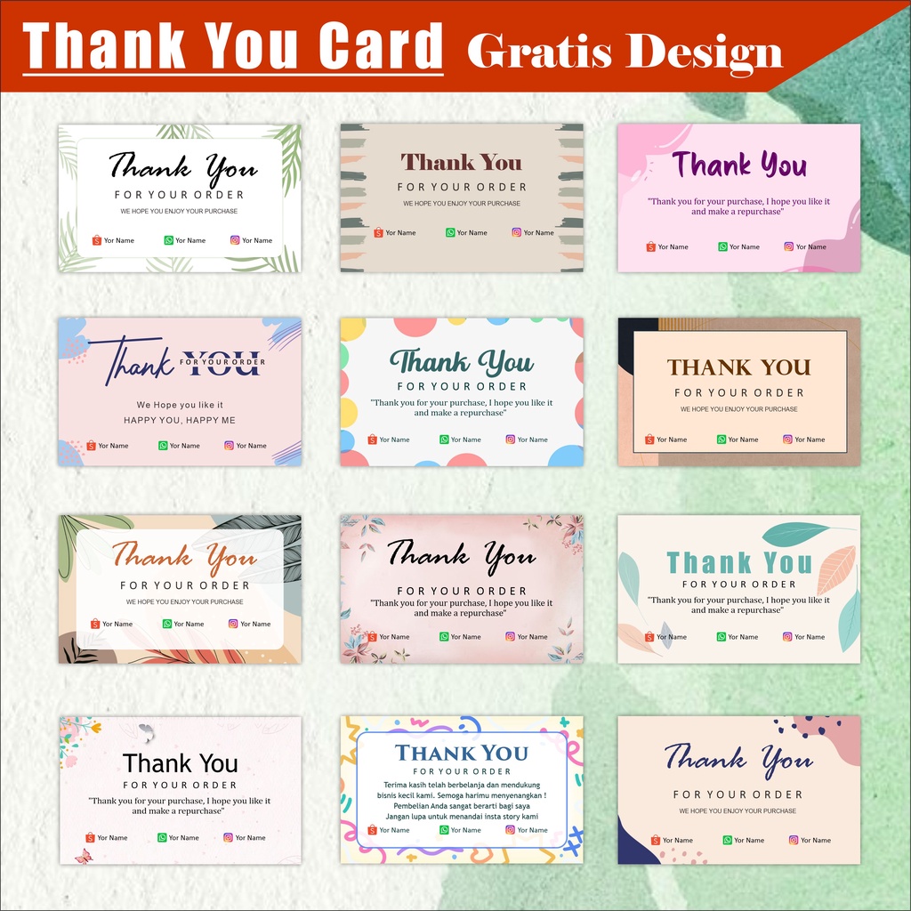 

Kartu ucapan terima kasih online shop / thank you card olshop