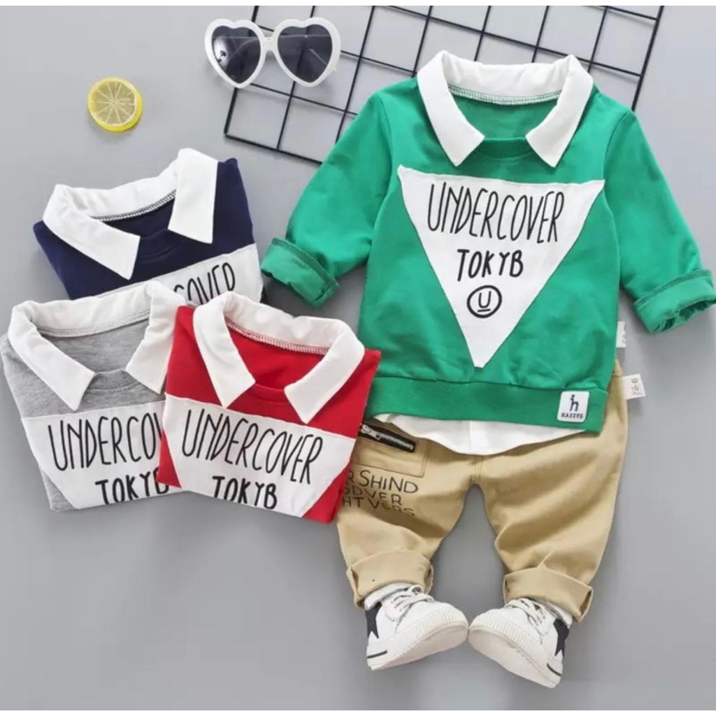 COD FREEE ONGKIR SETEALAN SWEATER KERAH UNDERCOVER ANAK 1-5 THN/ SETELAN SWEATER ANAK LAKI LAKI DAN PEREMPUAN TERLARIS / SWEATER UNDERCOVER COMBINASI ANAK 1-5 THN / SWEATER KERAH TERBARU