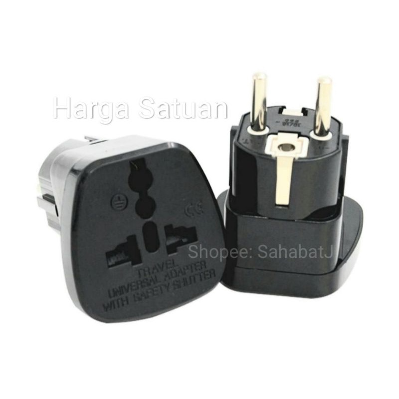 Over Steker Konverter kaki 3 ke 2 Universal Travel Adapter Adaptor