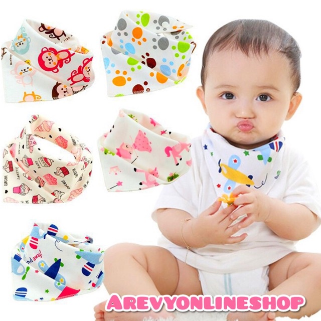 Bib Celemek Bayi Slabber SEGITIGA / Slaber Handuk Air Liur Bahan Katun Lucu &amp; Nyaman digunakan