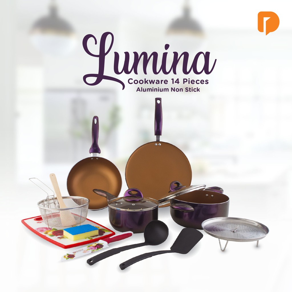 Dusdusan Peralatan Masak Lumina Cookware 14 Pieces Aluminium Non Stick