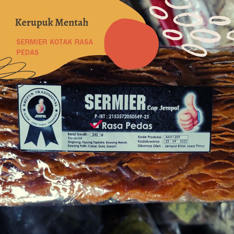 

( 340 GR) KERUPUK SERMIER SAMILER PREMIUM PEDAS ORIGINAL / KRUPUK KRECEK MENTAH