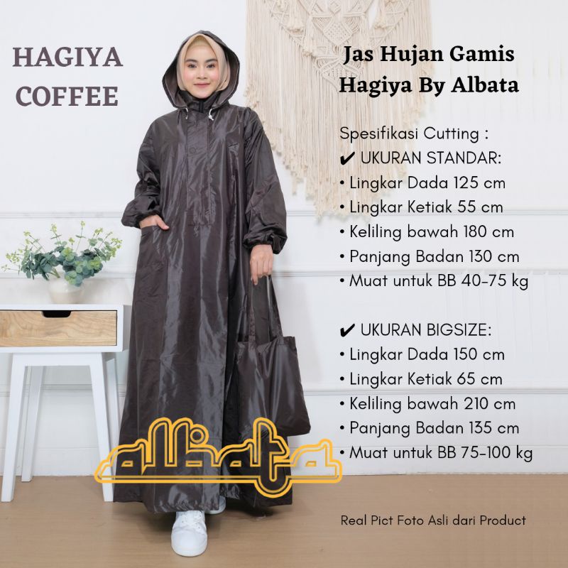 Jas Hujan Wanita Jumbo Bigsize Model Gamis Muslimah Syari Hagiya by Albata Coffee