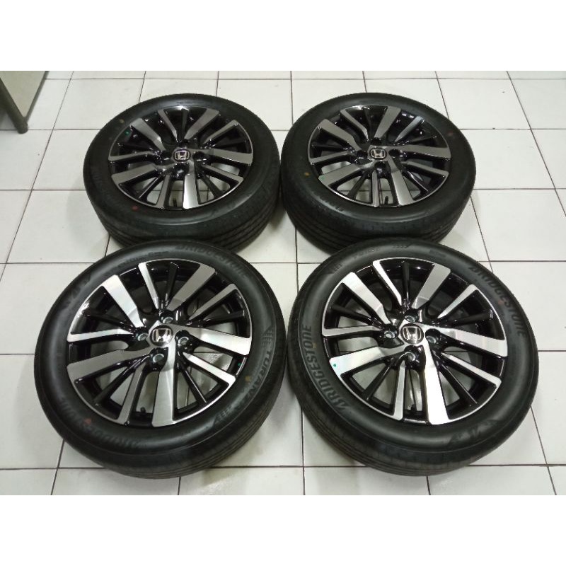 Velg Mobil Bekas Oem New Honda City Ring 16 lebar 6 pcd 4x100 + Ban Bridgestone 185 55 R16