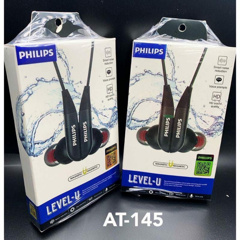 HF HEADSET/EARPHONE PHILIPS AT-145 MAGNETIC LEVEL-U EXTRA BASS + PACK IMPORT