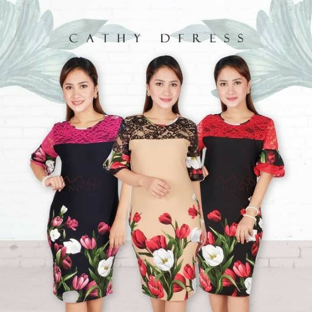cathy dress pesta sabrina brukat / dress mini putih - cream, all size