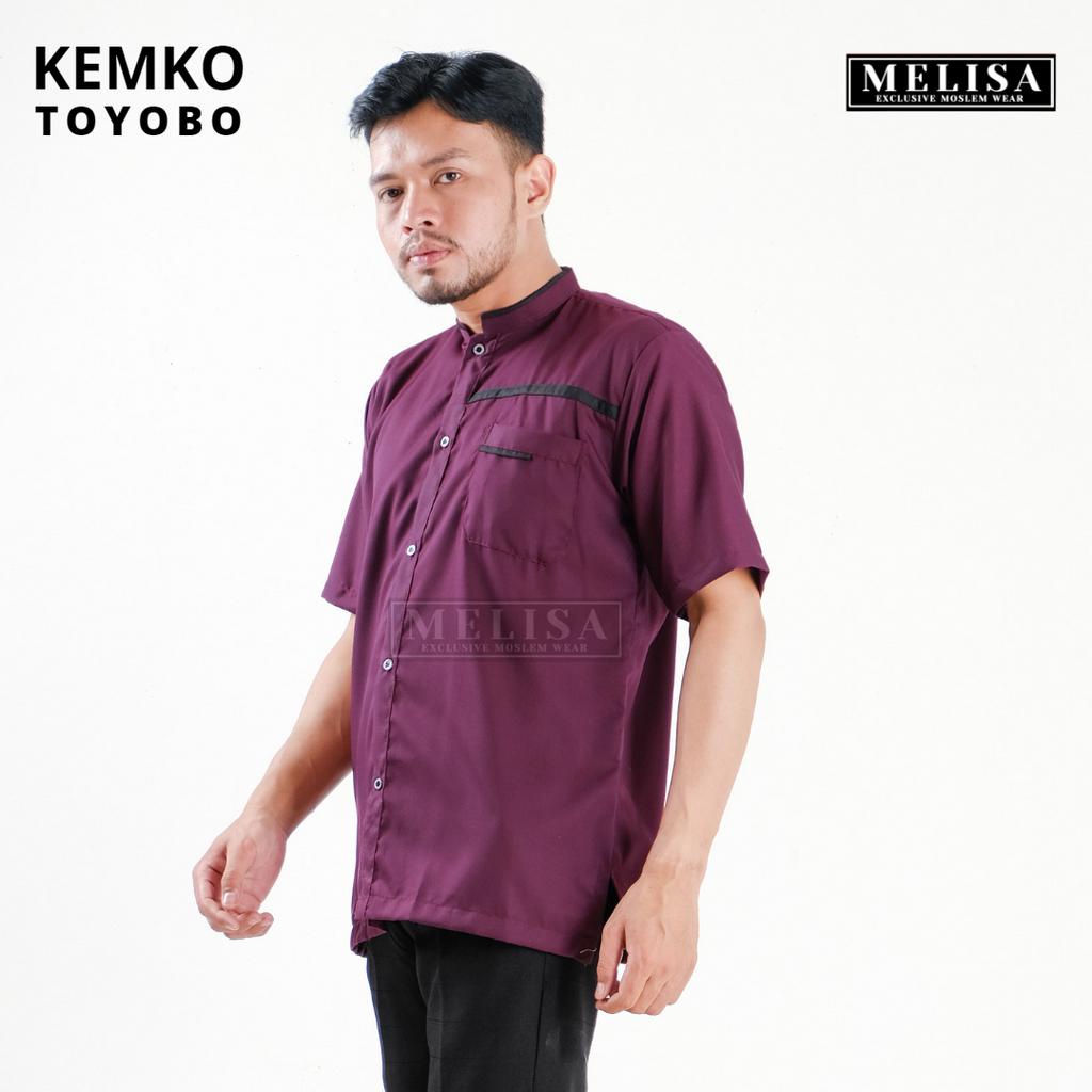 Baju Koko Pria Kemko Lengan Pendek Bahan Katun Toyobo Motip Simpel Dan Elegan Size M L XL Baju Muslim Polos Promo Baju Muslim Terbaru-Warna Magenta