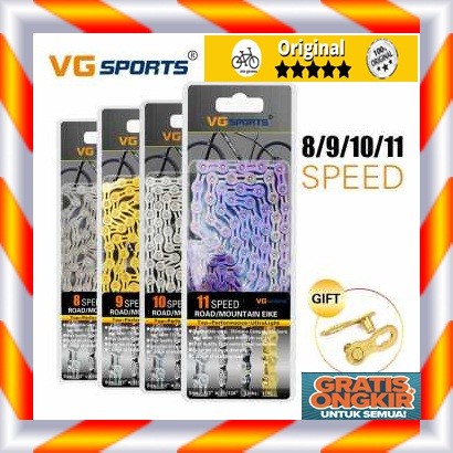 Rantai Sepeda VG Sports Gunung Polygon MTB Half Hollow 8/9/10 Speed - SILVER, 8