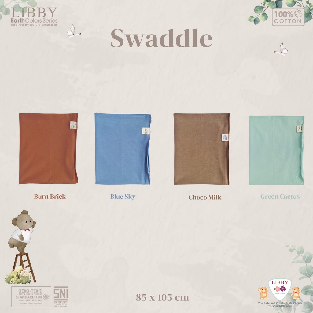 LIBBY SWADDLE MURAH PREMIUM QUALITY BEDONG EARTH COLOUR SERIES BEDONG BAYI COMFY SET / ROCCO SET