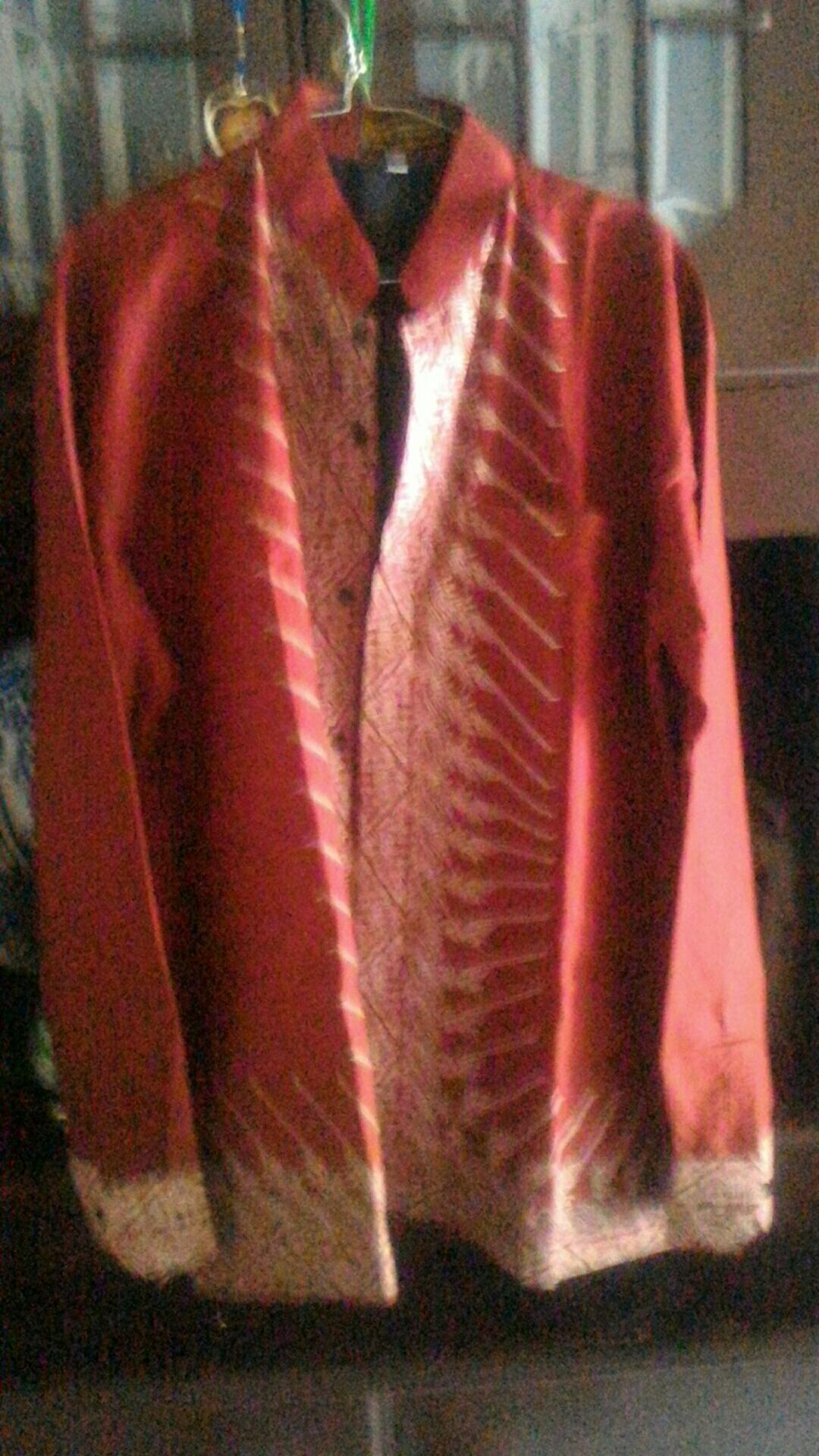 Set Sarung Kemeja Sarkem Modang Maroon Original Kharis Batik Solo Bahan Katun Sragenan Full Furing