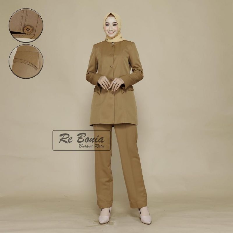 BLAZER SERAGAM KANTOR PEMDA MUDA PEMDA KHAKI GURU SETELAN CELANA