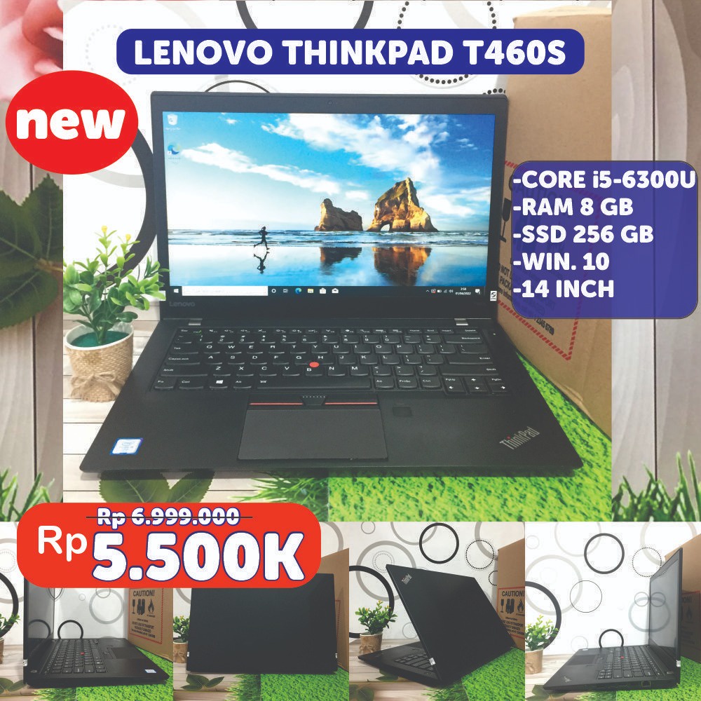 Laptop New Lenovo ThinkPad T460S Core i5 Ram 8 GB/256 GB SSD Baru Murah Garansi Free Instal