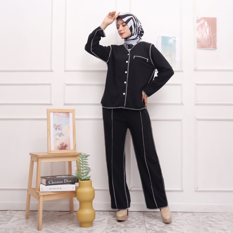 TNT SETCEL CARDI JUMBO XXL  BIGSIZE CARDIGAN SET MURAH POLOS KERJA KANTOR BUMIL BUSUI JAHIT TERBALIK