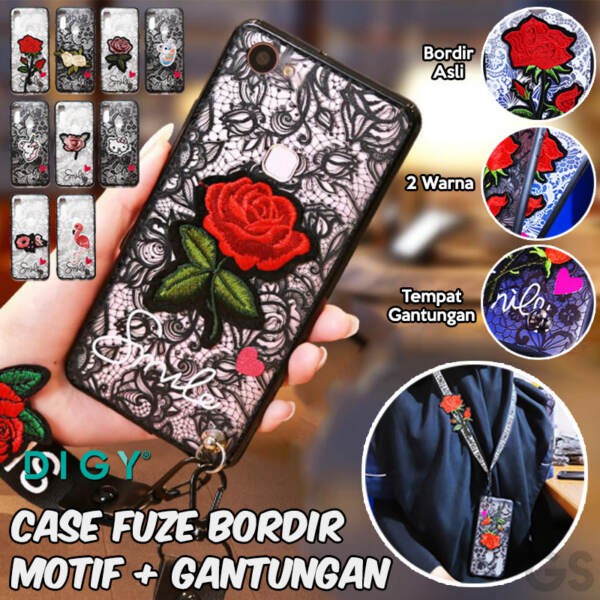 Case VIVO Y30 Y50 Y30i Bordir Motif bunga Plus Gantungan  Case Bordir Hardcase Flower Karakter