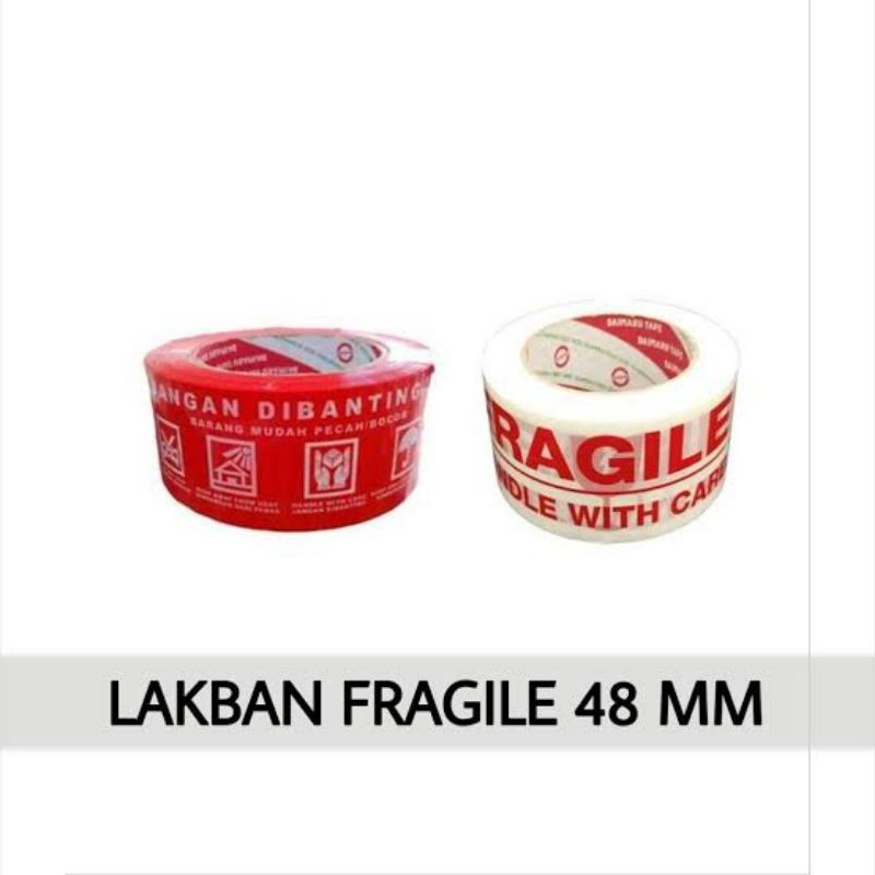 

Lakban Fragile Merah dan putih 48mm x 90 yard