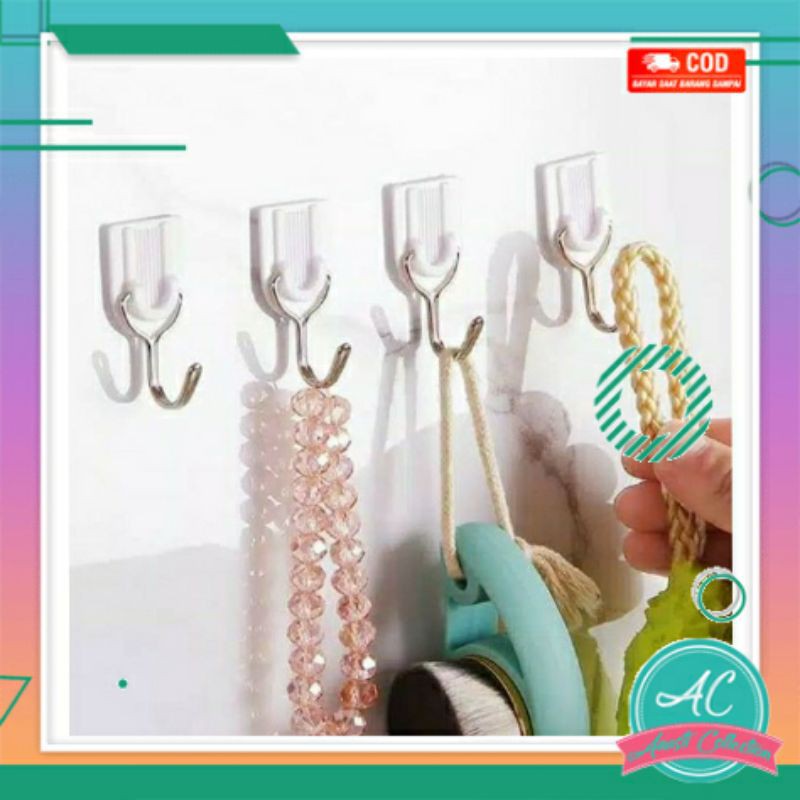 Hanger gantungan hook tempel dinding serbaguna multifungsi 6pcs