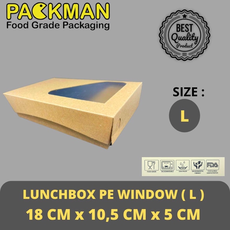 

PAPER LUNCHBOX L WINDOW KRAFT / JENDELA FULL LAMINASI SIZE L - LUNCHBOX LARGE